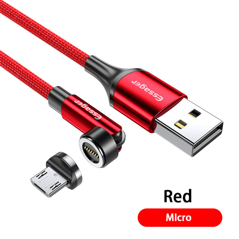 MagniCharge Premium | Schnellladendes 540° drehbares magnetisches Kabel für Smartphones, Apple iPhone, Samsung, iOS & Android - 3A Datenübertragung USB Typ C