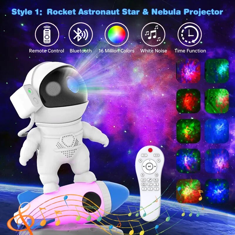 Premium Astronaut Bluetooth-Lautsprecher mit Smart Wecker: FM Radio, Elektronisches Schlaf-Nachtlicht, Tischuhr | Kompatibel mit iOS/Android, Smartphone, Laptop, Tablet, PC, Apple iPhone, iPad, MacBook, iOS, Android, Samsung  Tablet, Laptop, PC