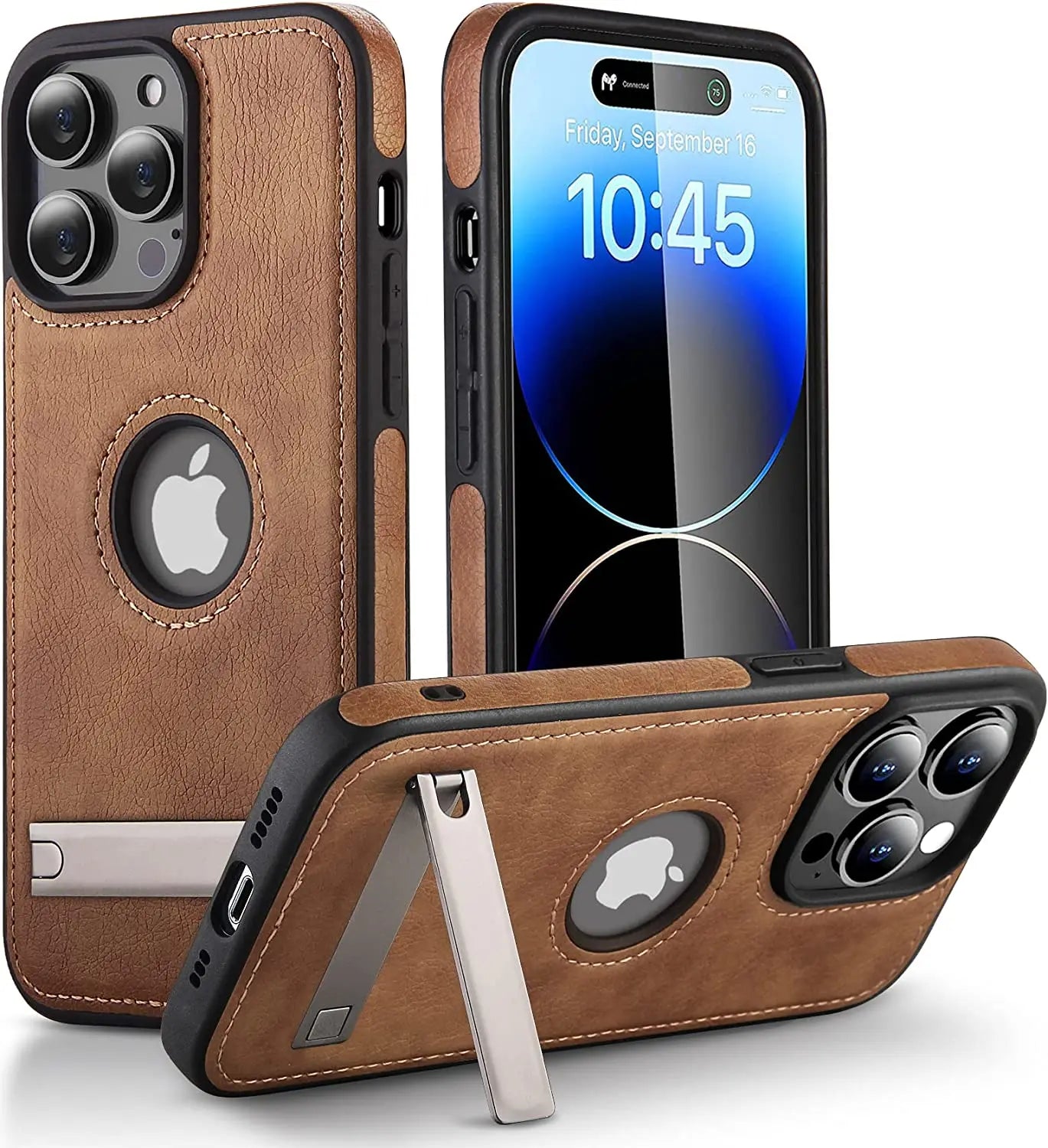 High-Quality Ultra-Thin Shockproof Leather Texture iPhone Case | MagSafe Case with Camera Lens Cover for Apple iPhone 16/15/14/13/12 Pro Max, Plus Cover | Armor Case, Bumper Cover Phone Case | Premium Protective Cover