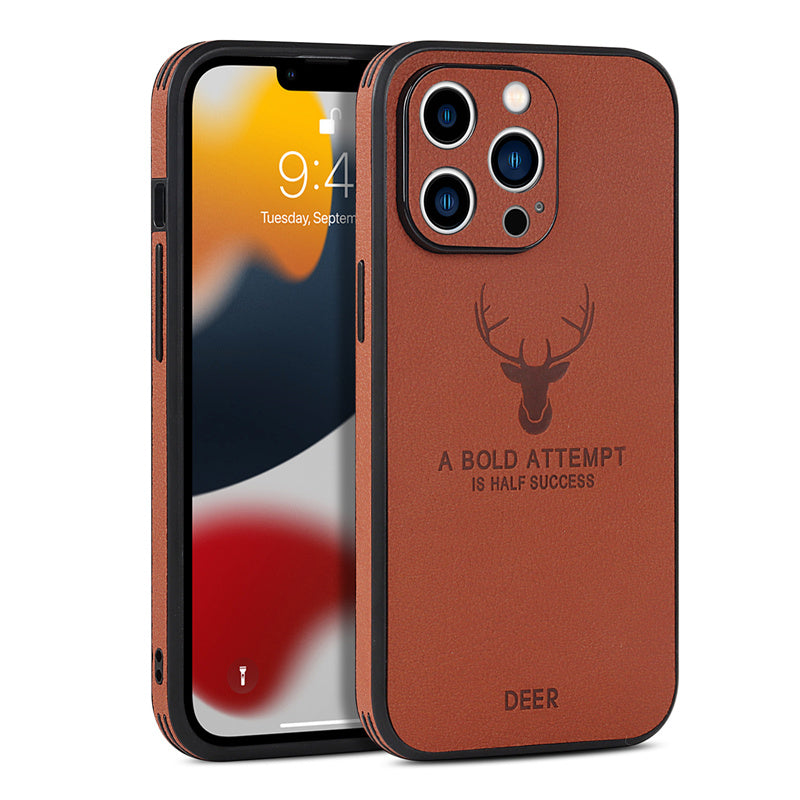 Luxus Stoßstange mit Hirsch-Design und motivierendem Spruch auf Leinwand iPhone-Hülle | MagSafe Case mit Kameraschutzabdeckung | Cover für Apple iPhone 16/15/14/13/12 Pro Max Plus Mini | Panzertasche Hochwertige Handyhülle