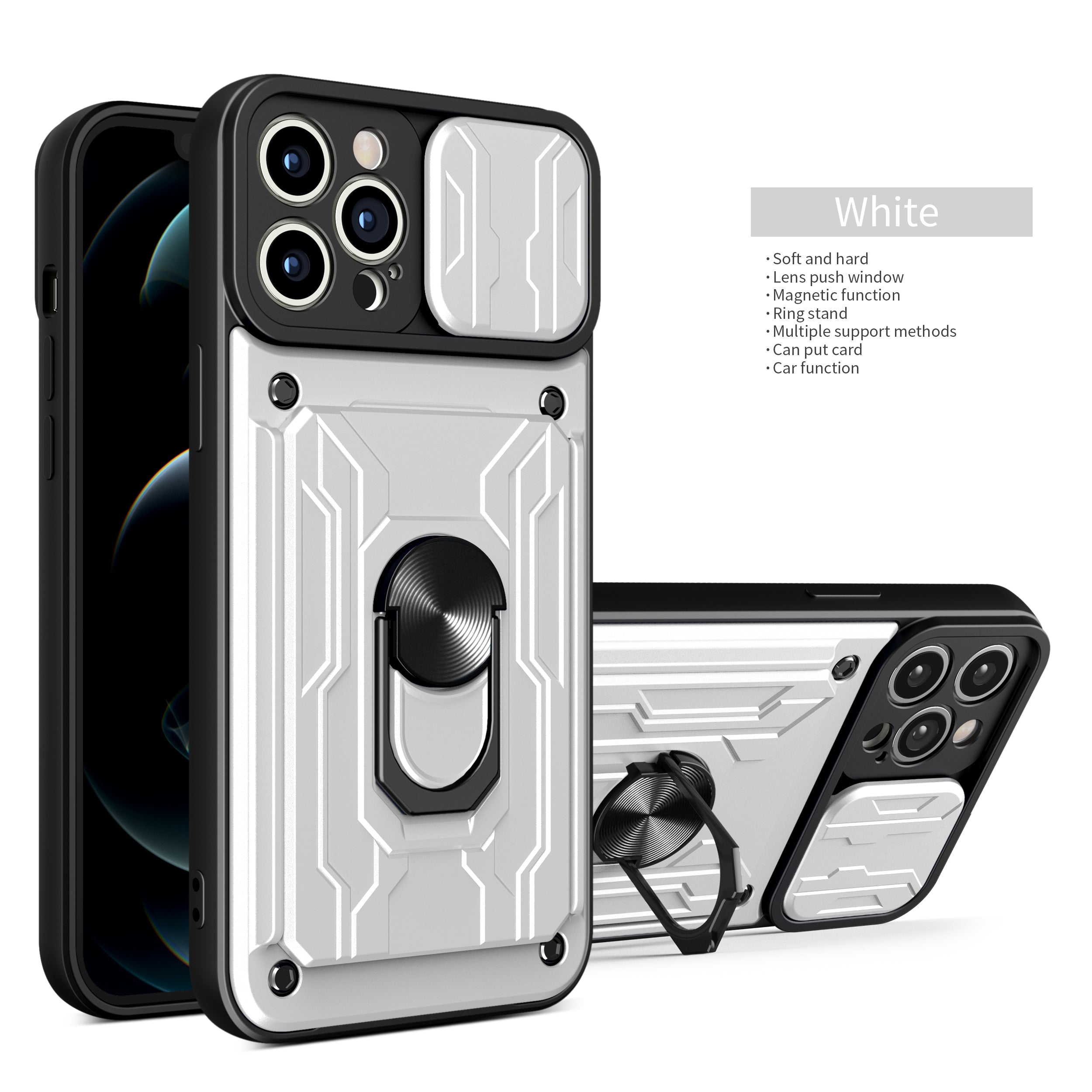 High-Quality Liquid Silicone Card Holder with Ring and Magnetic Stand iPhone Case | MagSafe Case with 360-Degree Protection and Camera Lens Cover for Apple iPhone 16/15/14/13/12 Pro Max Plus Mini Cover | Armor Phone Case | Premium Wallet Protective Cover