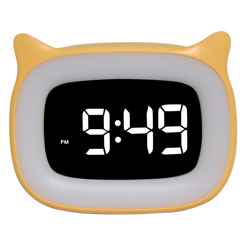 Premium Wiederaufladbarer Digitaler Wecker mit Katzen-Design: Nachtlicht, Touch-Snooze, Always-On Display, 12/24h, Dual-Alarm, Musik, LED-Tischuhr