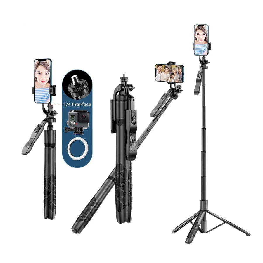 Premium Kabelloser Selfie-Stick & Stativ-Stand: Für Apple iPhone 16/15/14/13/12/11 Pro Max/Plus/Mini,GoPro | Kameras, Smartphones, Apple iPhone, Samsung, iOS & Android - Stabiles Live-Shooting | Limitierte Auflage