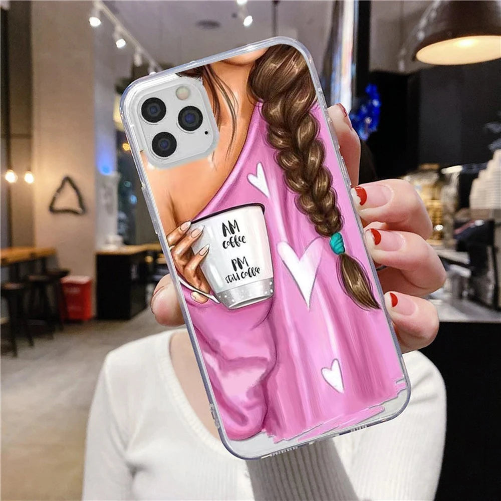 Luxurious Fashionable Girl Design iPhone Case | MagSafe Case with 360-Degree Protection & Camera Lens Cover for Apple iPhone 16, 16e, 15, 14, 13, 12 Pro Max, Pro, Plus, Mini Cover | Shockproof Phone Case with Armor Shell & Bumper Cover