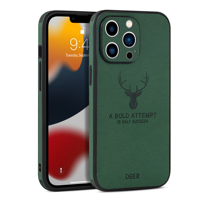 Luxus Stoßstange mit Hirsch-Design und motivierendem Spruch auf Leinwand iPhone-Hülle | MagSafe Case mit Kameraschutzabdeckung | Cover für Apple iPhone 16/15/14/13/12 Pro Max Plus Mini | Panzertasche Hochwertige Handyhülle