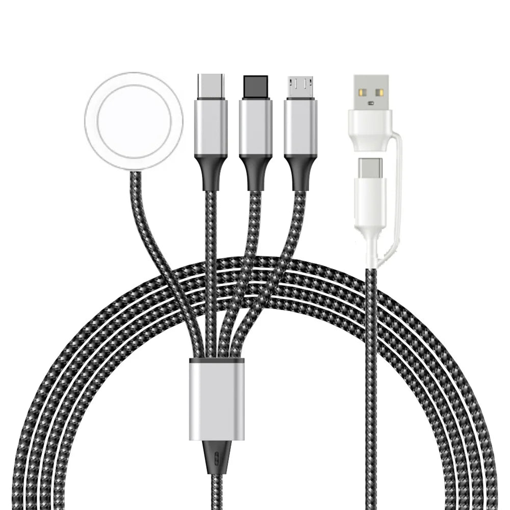 4-in-2 High-Quality USB Charging Data Cable for Smartphones, Apple iPhone, Samsung, iOS & Androide | iWatch Type-C Fast Charging Cable of High Quality