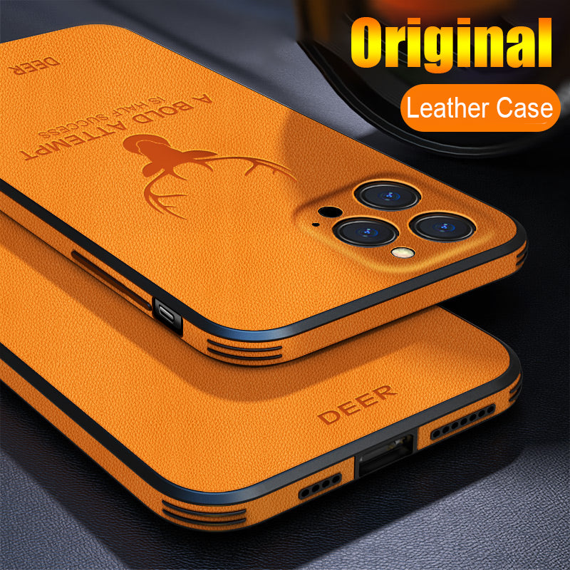 High-Quality Deer Leather Apple iPhone Case | MagSafe, Wireless Magnetic Charging, Vintage, Camera Lens Protection, Shockproof Case for iPhone 16/15/14/13/12 Pro Max Plus Mini Cover