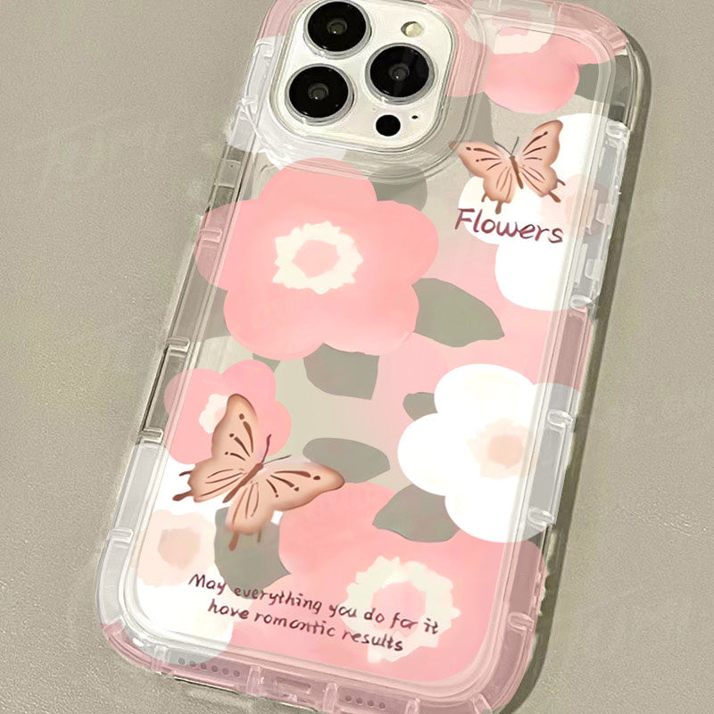 Premium süße Liebe-Herz-Blumen-Spiegel-Design iPhone-Hülle | MagSafe-Case mit Rundumschutz & Kameralinsenschutz für iPhone 16/15/14/13/12 Pro Max, Plus, Mini Cover | Panzertasche & Stoßstangenabdeckung | Hochwertige Handyhülle