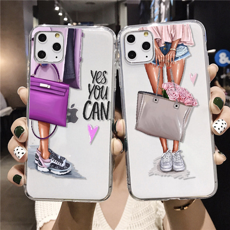 Luxurious Fashionable Girl Design iPhone Case | MagSafe Case with 360-Degree Protection & Camera Lens Cover for Apple iPhone 16/15/14/13/12 Pro Max, Plus, Mini Cover | Shockproof Phone Case with Armor Shell & Bumper Cover