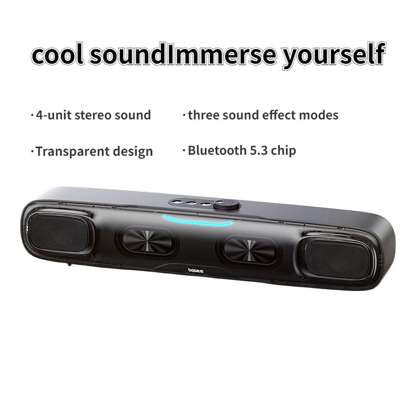 Hochwertige DS10 Mini-Soundbar für Schreibtisch: Lautsprecher mit Bluetooth 4.1, Triple-Mode, 3D Sound-Scape, Surround Subwoofer, für Smartphone, Laptop, Tablet, PC, Apple iPhone, iPad, MacBook, iOS, Android, Samsung | Kompatibel mit Tablet, PC