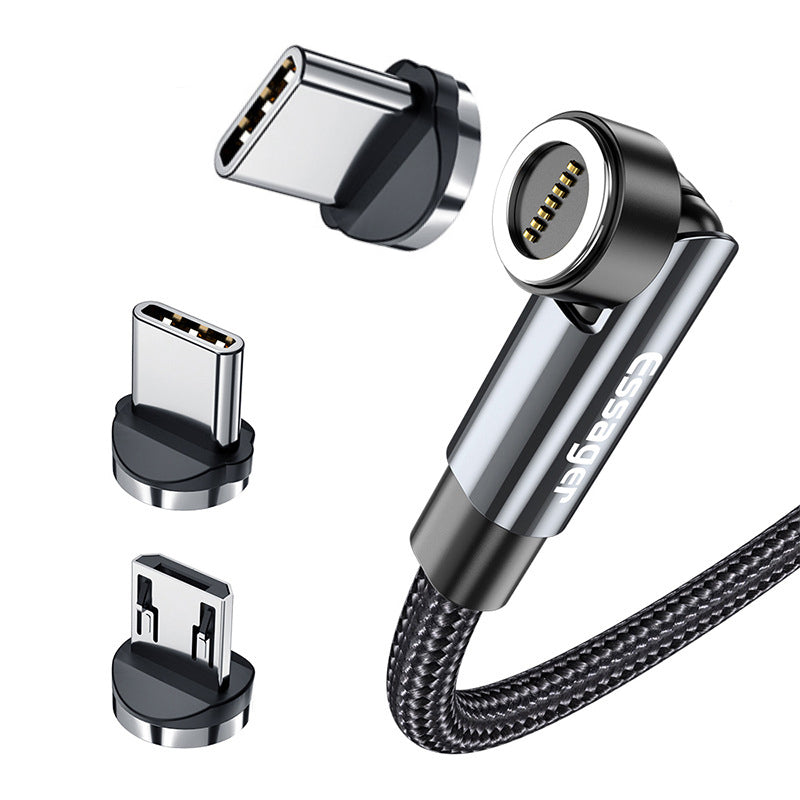 MagniCharge Premium | Schnellladendes 540° drehbares magnetisches Kabel für Smartphones, Apple iPhone, Samsung, iOS & Android - 3A Datenübertragung USB Typ C