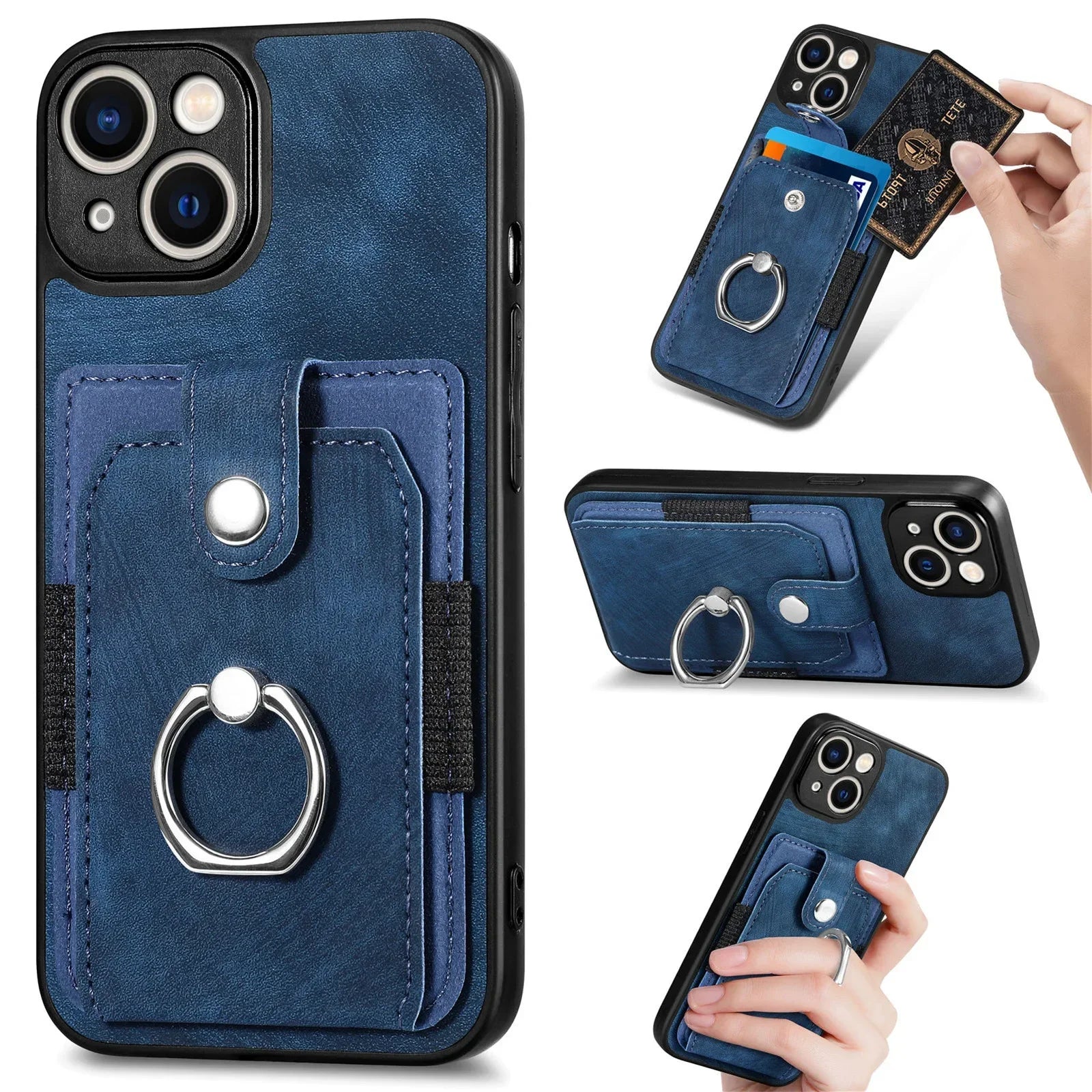 Premium Wallet with Card Slot and Leather Ring Holder iPhone Case | MagSafe Case with Camera Lens Protector for Apple iPhone 16/15/14/13/12 Pro Max Plus Mini | Heavy Duty Phone Case | Wallet & Protective Case