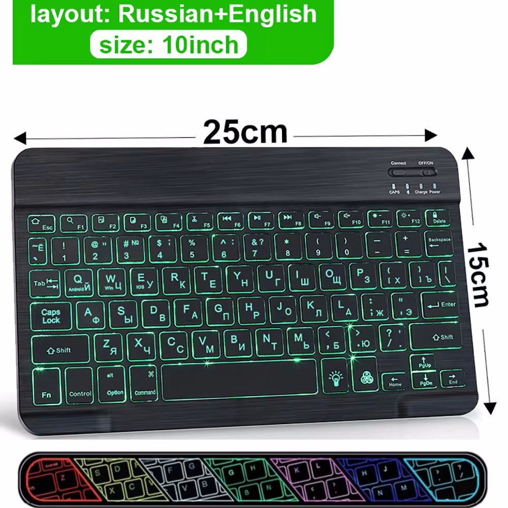 Premium Backlit Tastatur und Maus in 10-Zoll für iPad/Pro/Air/Mini: 10/9/8/7/6/5/4/3 Series: Bluetooth-Tastatur mit Hintergrundbeleuchtung | Kompatibel mit iOS, Android, Windows