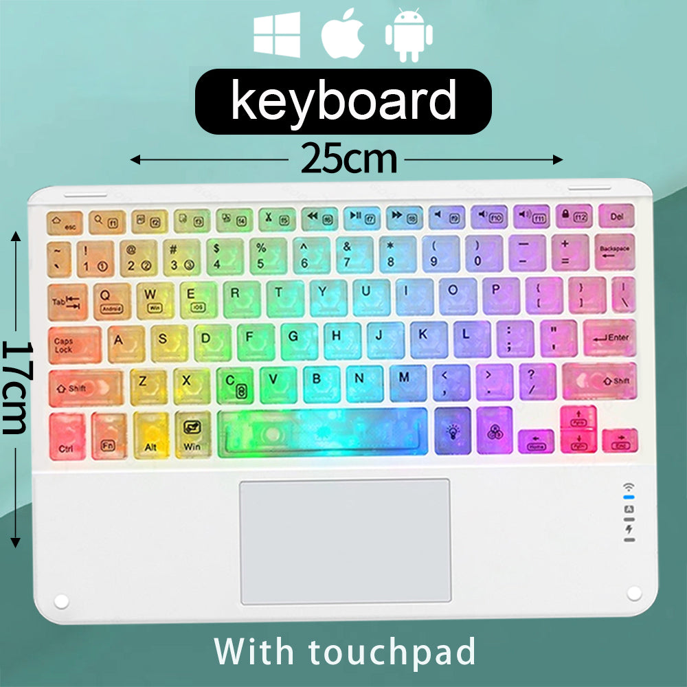 Premium Backlit Tastatur und Maus in 10-Zoll für iPad/Pro/Air/Mini: 10/9/8/7/6/5/4/3 Series: Bluetooth-Tastatur mit Hintergrundbeleuchtung | Kompatibel mit iOS, Android, Windows