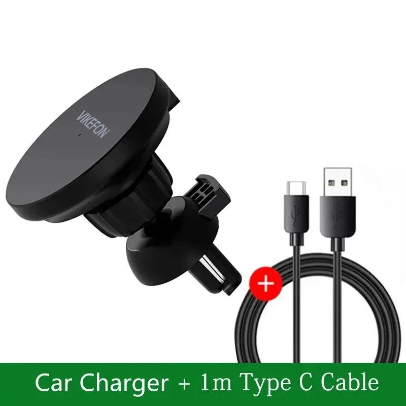 High-Quality Magnetic 30W Wireless Car Charger with Phone Mount for Smartphones, Apple iPhone, Samsung, iOS & Android | Fast Charging Station and Car Holder