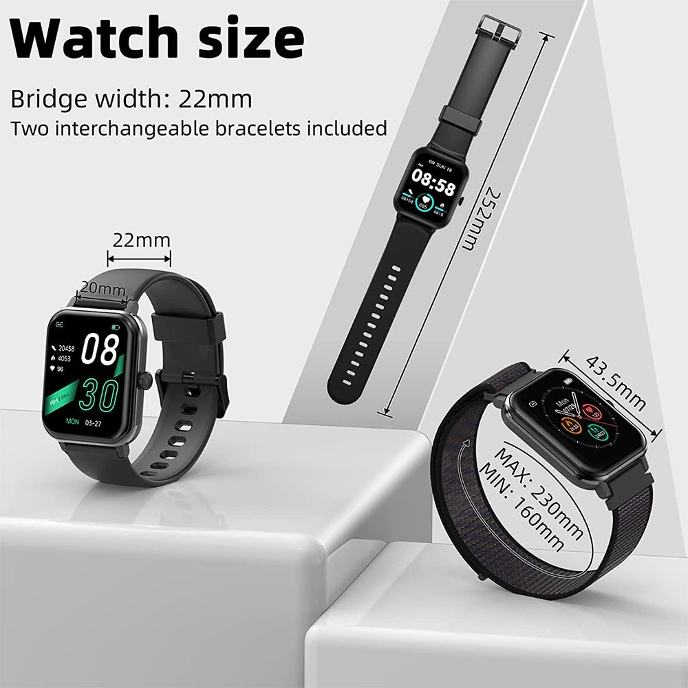 Premium Bluetooth Smartwatch 2024 für Männer und Frauen | 1.69" Voll Touch Display, Anruf, Fitness Tracker, IP67 Wasserdicht Uhr | Limitierte Auflage