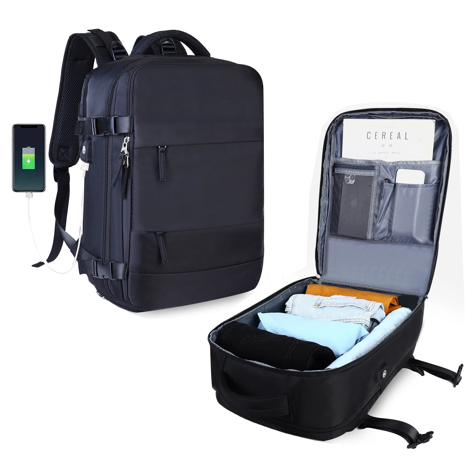 High-quality classic men's business backpack: expandable USB pocket, large capacity, waterproof & stylish MacBook Air/Pro/M3/M2/M1: 16,14,13-inch | 2024/2023/2022/2020 Series