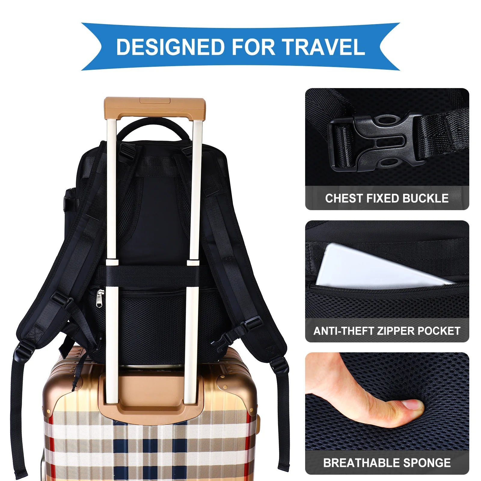 High-quality classic men's business backpack: expandable USB pocket, large capacity, waterproof & stylish MacBook Air/Pro/M3/M2/M1: 16,14,13-inch | 2024/2023/2022/2020 Series