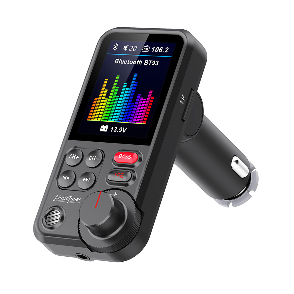 Premium Auto-USB Handy Ladegerät & Bluetooth-FM-Transmitter | Unterstützt QC 3.0-Ladung, Klangregelung, Musikspieler für Treble und Bass Smartphones, Apple iPhone, Samsung, iOS & Android