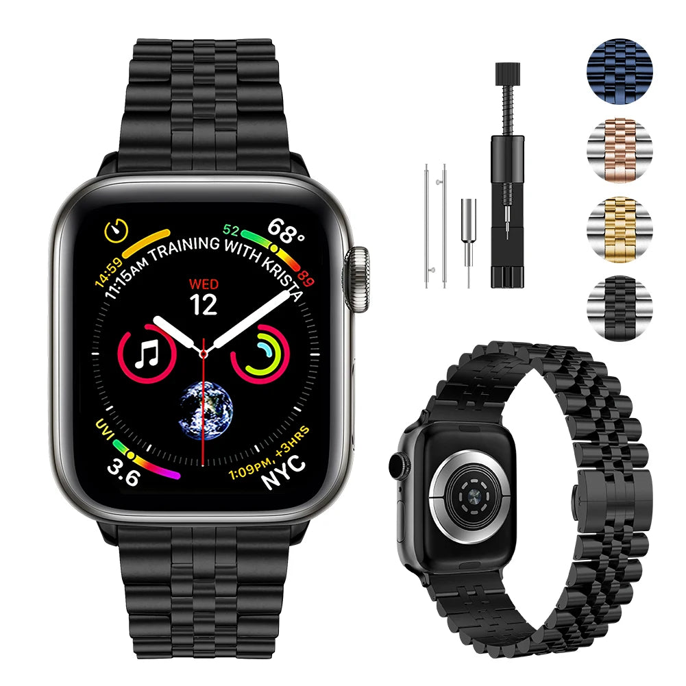 Metallband für Apple Watch 49mm, 45mm, 44mm, 42mm, 41mm, 40mm | Premium Edelstahl Armband für iWatch 10/9/8/7/6/5/4/3/2/1 & Ultra 2/1, SE: 2024, 2023, 2022, 2021, 2020, 2019, 2018, 2017, 2016 | Top-Qualität Gürtel