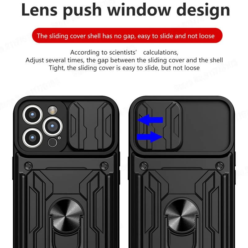 High-Quality Liquid Silicone Card Holder with Ring and Magnetic Stand iPhone Case | MagSafe Case with 360-Degree Protection and Camera Lens Cover for Apple iPhone 16/15/14/13/12 Pro Max Plus Mini Cover | Armor Phone Case | Premium Wallet Protective Cover