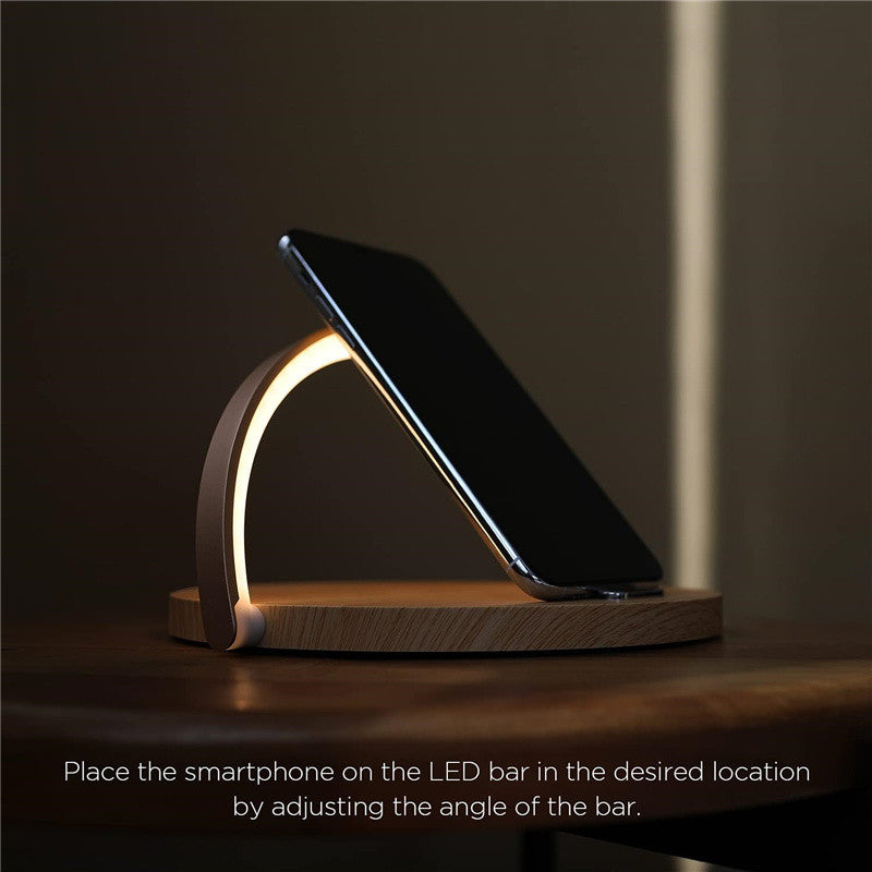 Premium LED Nacht-Schreibtischlampe Ladegerät & 10W Schnellladestation | Fast Wireless Charging Dockingstation für Smartphones, Apple iPhone, Samsung, iOS & Android AirPods,