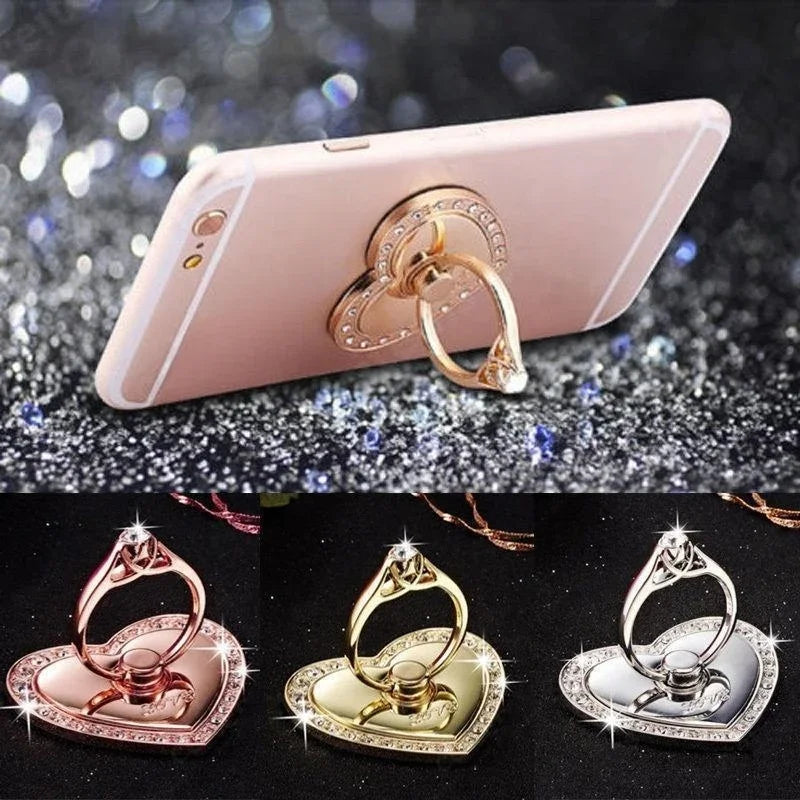 Luxury Diamond Shiny Gem Metal Phone Ring Holder: Universal Phone Stand, Rotatable for Smartphones, Apple iPhone, Samsung, iOS & Android & More | Limited Edition