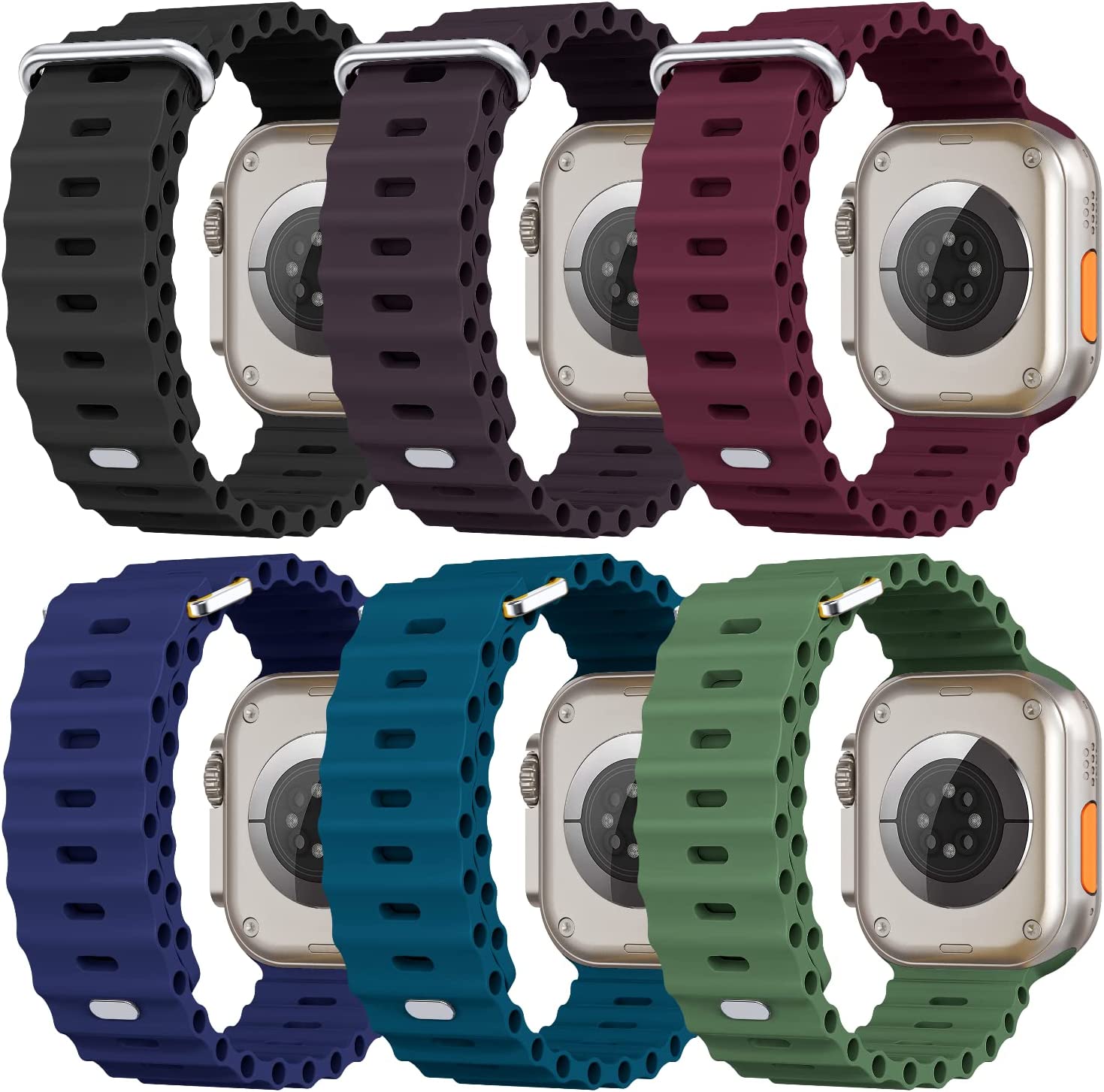 Ocean Strap Handgelenk Armband für Apple Watch | Weiches Premium Silikonarmband - Ultra 49mm bis 38mm & iWatch Serie 8 bis 1