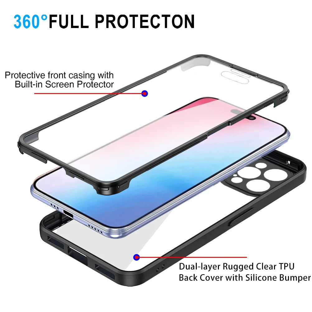 Luxurious All-Clear iPhone Case | MagSafe Case with Screen and Camera Lens Protector for Apple iPhone 16/15/14/13/12 Pro Max Plus Mini | Transparent Heavy Duty, Bumper Cover Phone Case | Premium Silicone Protective Cover