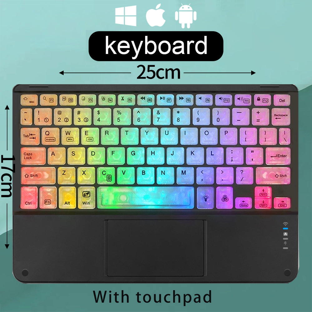 Premium Backlit Tastatur und Maus in 10-Zoll für iPad/Pro/Air/Mini: 10/9/8/7/6/5/4/3 Series: Bluetooth-Tastatur mit Hintergrundbeleuchtung | Kompatibel mit iOS, Android, Windows