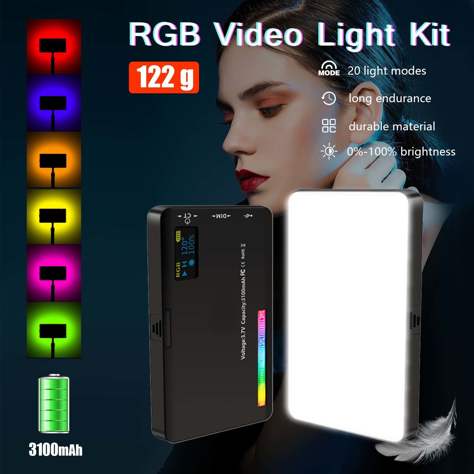 Premium RGB LED Video Licht für Profi-Video/Fotografie, Kompatibel mit Smartphones, Apple iPhone, Samsung, iOS & Android & Profi-Kameras, CRI95+, 2500-9000K, LCD Display, Kalter Schuh, Für Vlog & Live, Limitierte Auflage