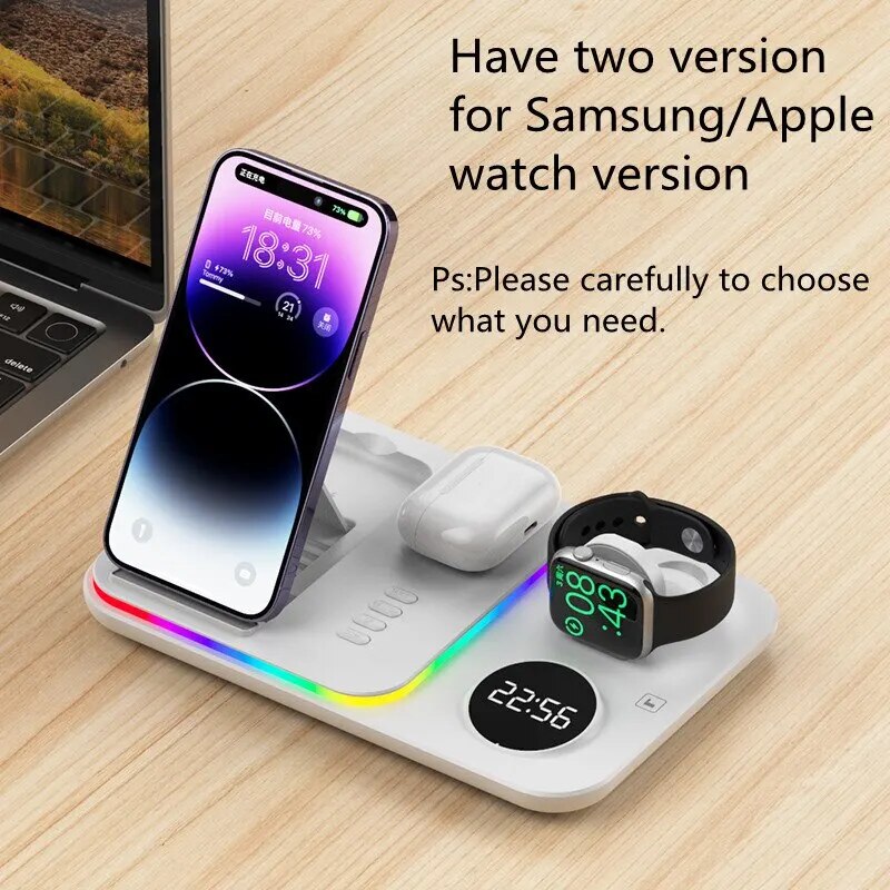 Kabellose Schnell Ladestation Wireless Fast Charging Dock, Ladegerät iPhone, Samsung, Android, Apple & Galaxy Watch, AirPods