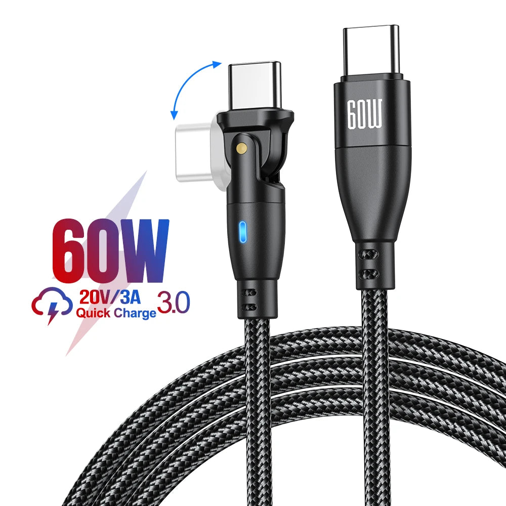 High Durability & Premium 3A Fast Charging Cable Type C for Samsung, 180 Rotation Apple iPhone Cable, Micro USB Charger Data Cable for Smartphones, Apple iPhone, Samsung, iOS & Android