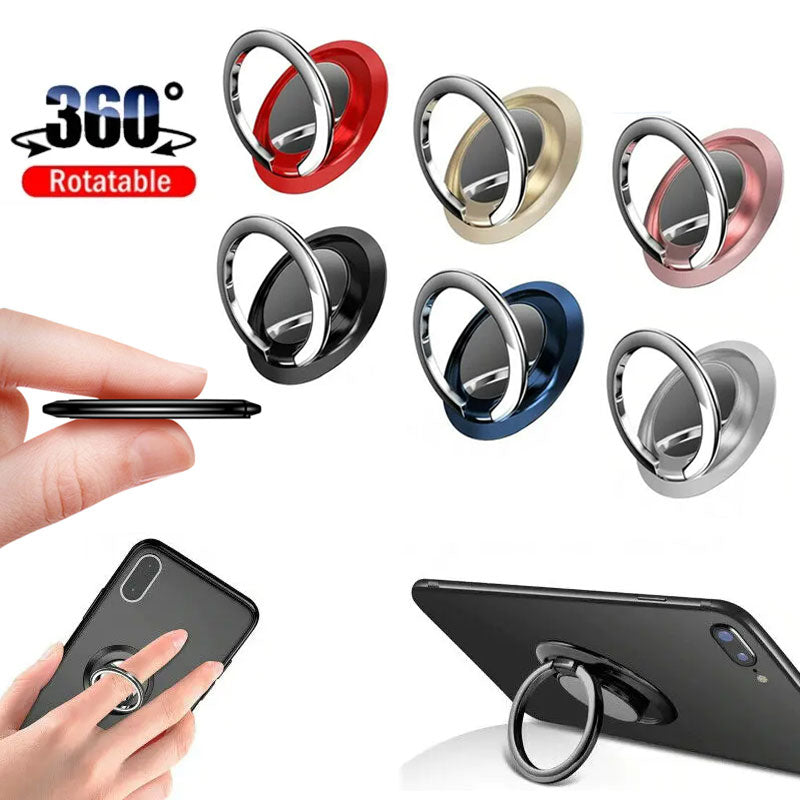 Luxuriöser Magnetischer Finger Ring Handyhalter | Universeller Drehbarer Smartphone Ständer Griff für Smartphones, Apple iPhone, Samsung, iOS & Android, Zinklegierungsdesign