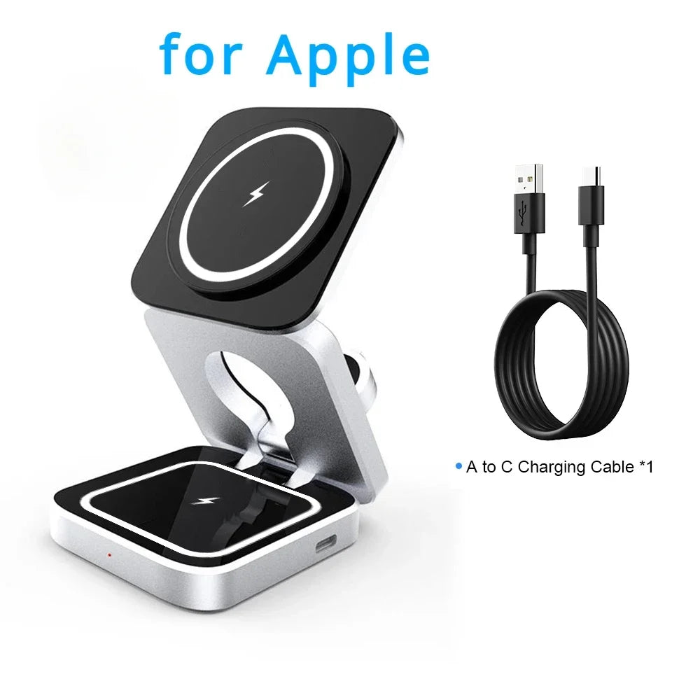 PowerTube Schnellladestation: Premium Ladegerät & Telefonhalter mit Lautsprecher | MagSafe Wireless Fast Charging Dockingstation für Smartphones, Apple iPhone, Samsung, iOS & Android Watch & AirPods