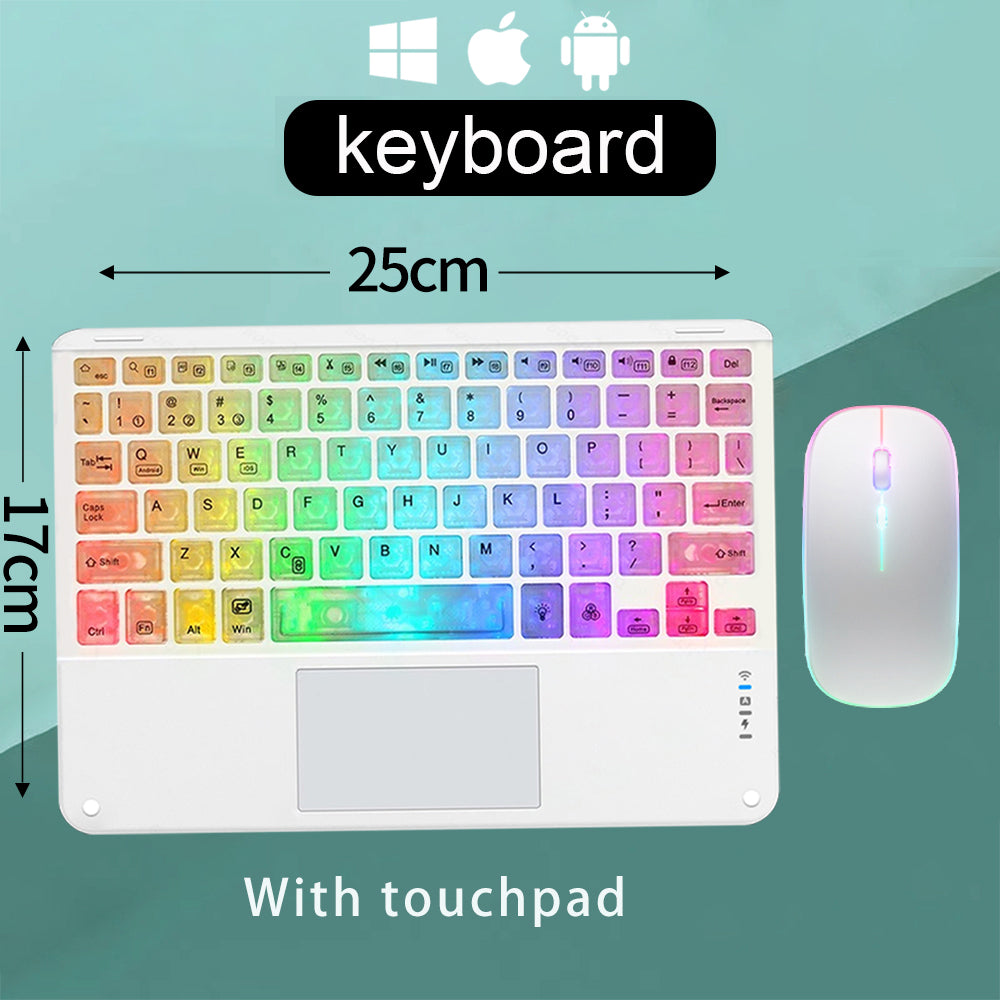 Premium Backlit Tastatur und Maus in 10-Zoll für iPad/Pro/Air/Mini: 10/9/8/7/6/5/4/3 Series: Bluetooth-Tastatur mit Hintergrundbeleuchtung | Kompatibel mit iOS, Android, Windows