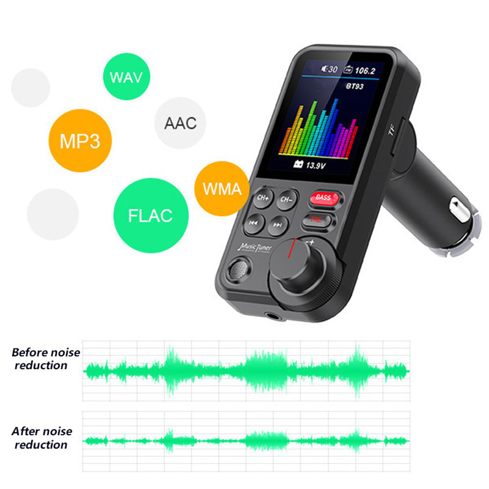 Premium Auto-USB Handy Ladegerät & Bluetooth-FM-Transmitter | Unterstützt QC 3.0-Ladung, Klangregelung, Musikspieler für Treble und Bass Smartphones, Apple iPhone, Samsung, iOS & Android