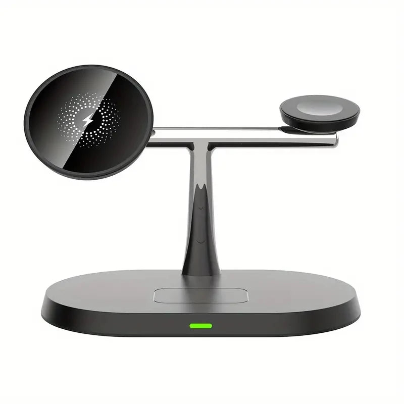 3-in-1 Schnellladestation | Premium Wireless Fast Charging Dockingstation mit Wecker | für Smartphones, Apple iPhone, Samsung, iOS & Android