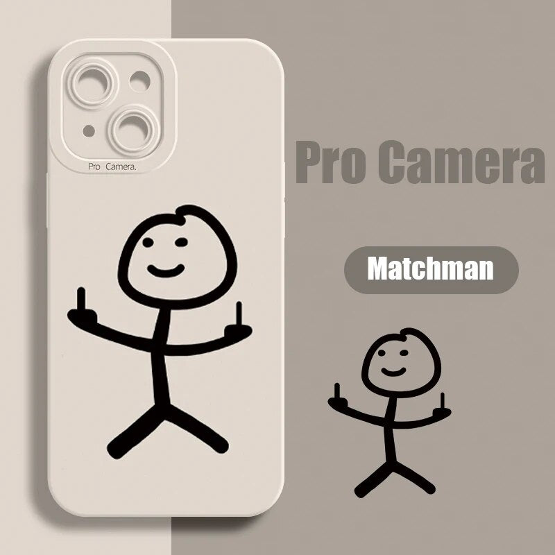 Hochwertiges Cartoon Matchman Handyhülle | iPhone 15/14/13/12/11 Pro Max Mini XR/XS/X/7/8 Plus | Stoßfestes Matte Weiches TPU Silikon Cover - Phone Heaven Zone