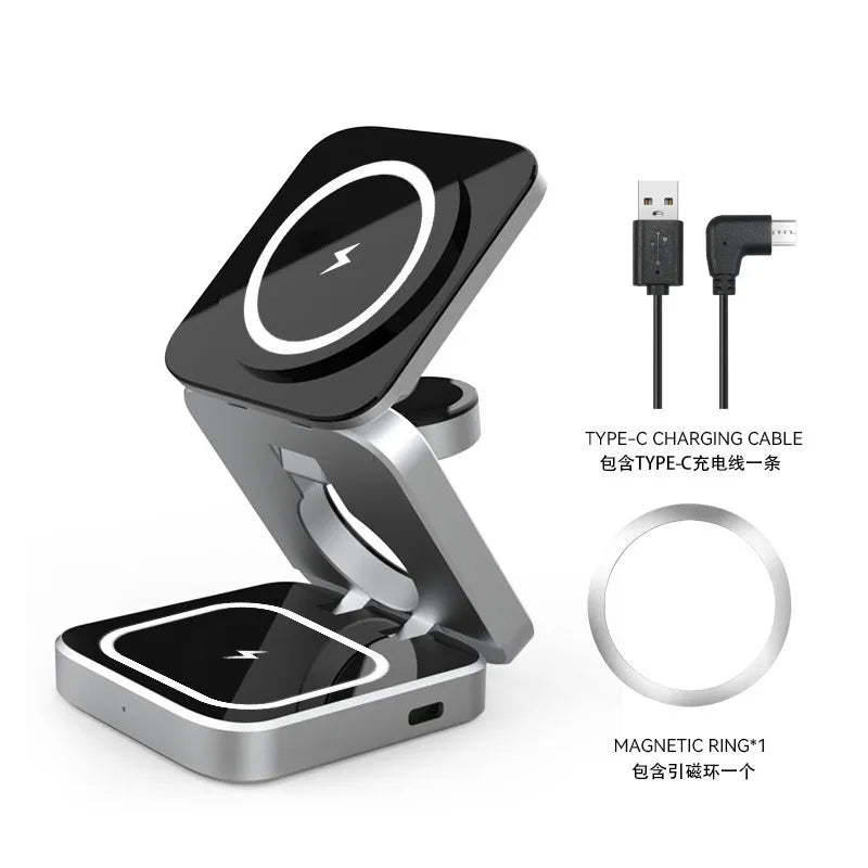 PowerTube Schnellladestation: Premium Ladegerät & Telefonhalter mit Lautsprecher | MagSafe Wireless Fast Charging Dockingstation für Smartphones, Apple iPhone, Samsung, iOS & Android Watch & AirPods