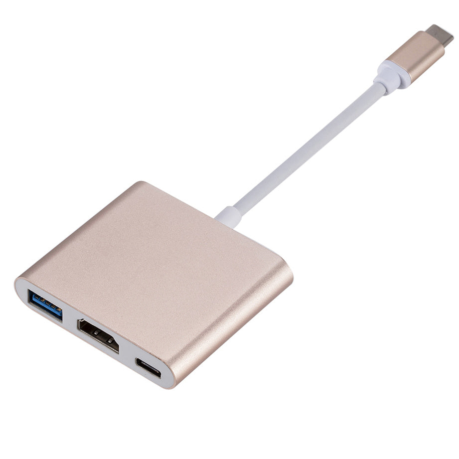 3-in-1 USB-C Hub: Typ-C zu HDMI Splitter, Hochwertige USB 3.0 Dockingstation für MacBook Air/Pro/M3/M2/M1: 16,14,13-inch | 2024/2023/2022/2020 Series - USB-C zu HDMI Hub