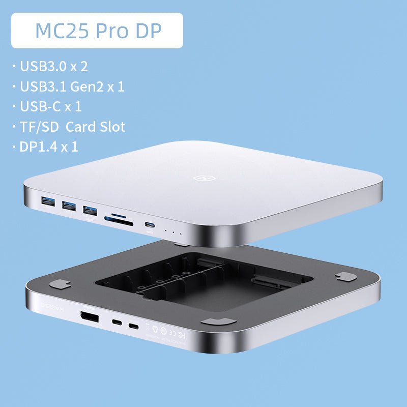 Premium USB-C Hub mit Festplattengehäuse, Hochwertiges Typ-C Docking Station, 2,5" SATA, NVMe M.2 SSD Case, 4K DP, USB 3.0 für Macbook Air/Pro/M3/M2/M1: 16,14,13-inch | 2024/2023/2022/2020 Series