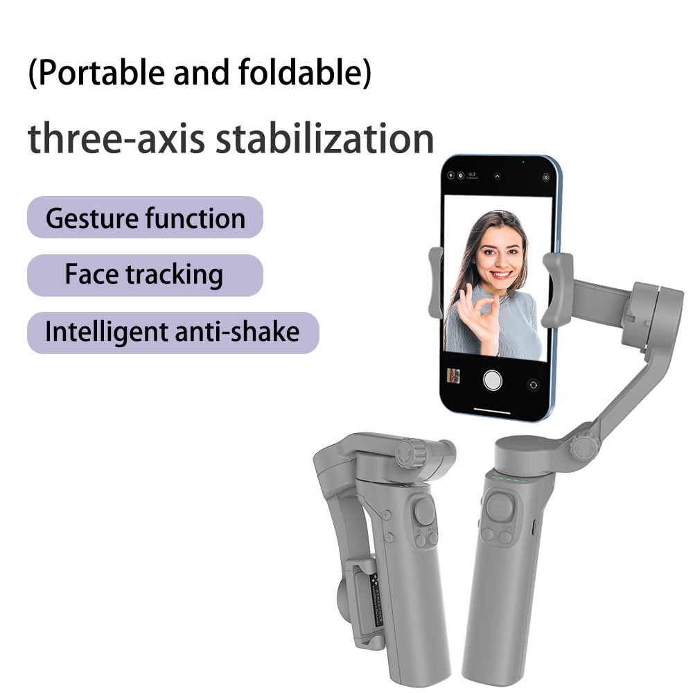 3-Achsen Faltbarer Handheld-Gimbal-Stabilisator für Smartphones | Anti-Wackel Videoaufnahme für iPhone & Android Smartphones, Apple iPhone, Samsung, iOS & Android Vlogs