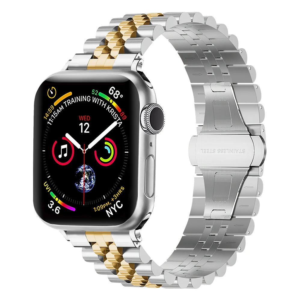 Metallband für Apple Watch 49mm, 45mm, 44mm, 42mm, 41mm, 40mm | Premium Edelstahl Armband für iWatch 10/9/8/7/6/5/4/3/2/1 & Ultra 2/1, SE: 2024, 2023, 2022, 2021, 2020, 2019, 2018, 2017, 2016 | Top-Qualität Gürtel