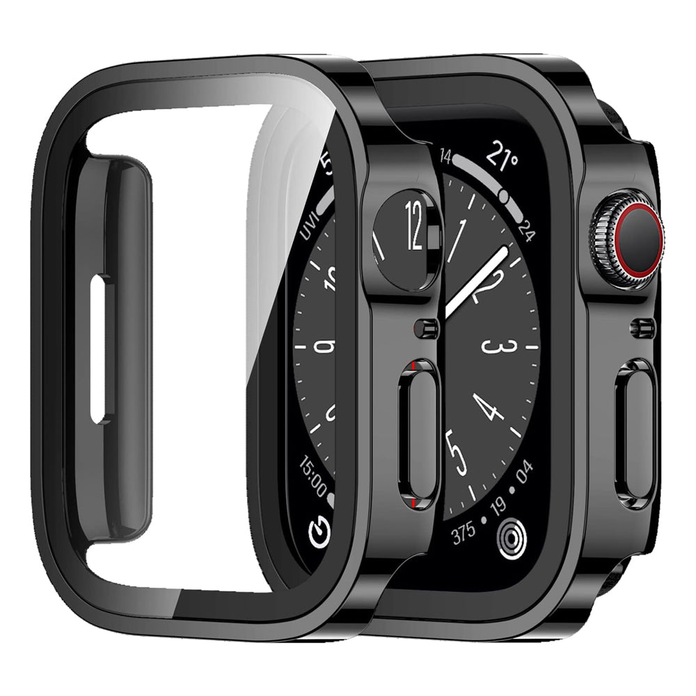 Premium Hülle Apple Watch 9 8 7, 45mm 41mm 44mm 40mm, gehärtete Displayschutzfolie, iWatch Serie 10/9/8/7/6/5/4/3/2/1 & Ultra 2/1, SE: 2024, 2023, 2022, 2021, 2020, 2019, 2018, 2017, 2016 | Hochwertiges Glas, Case und Gehäuse | Limitierte Auflage