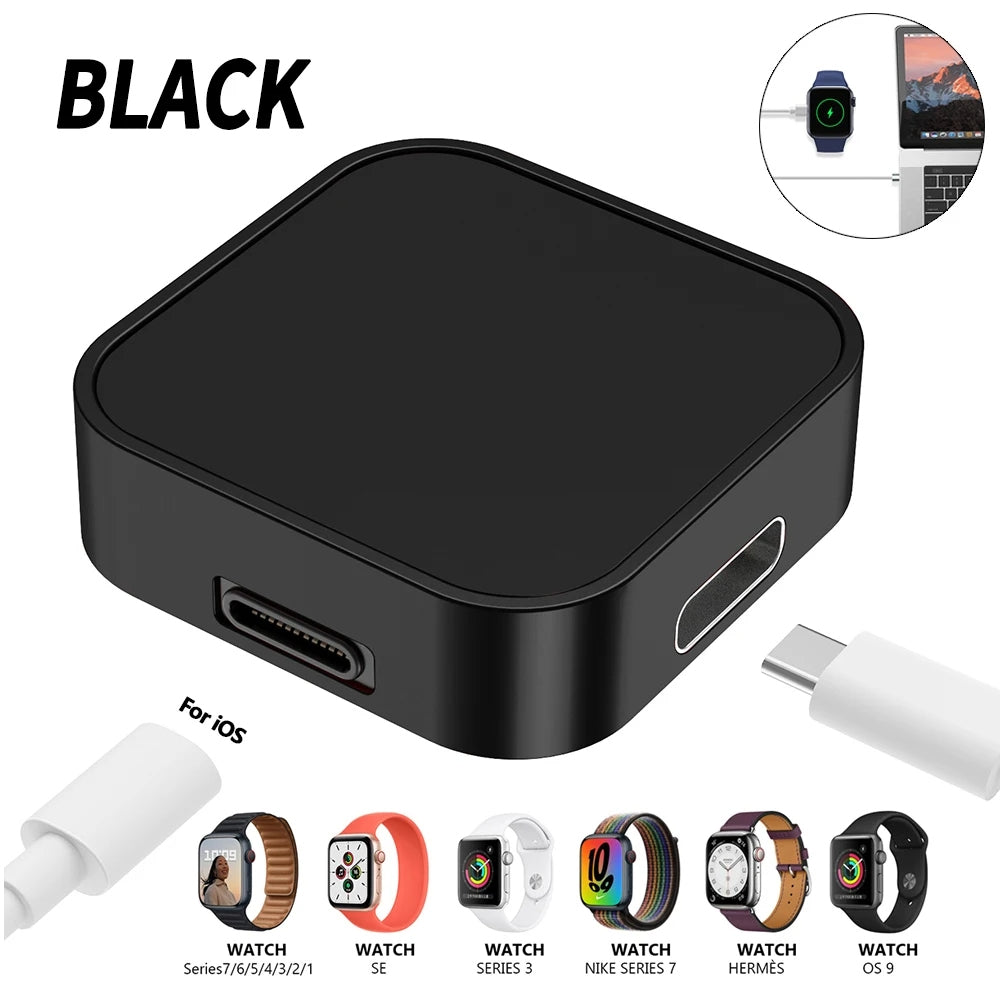 2-in-1 Charging Dock Stand 8-Pin Type-C Wireless Magnetic Charger for Apple Watch Ultra 49mm | Compatible with Apple Watch Series 10/9/8/7/6/5/4/3/2/1 & Ultra 2/1, SE: 2024, 2023, 2022, 2021, 2020, 2019, 2018, 2017, 2016,