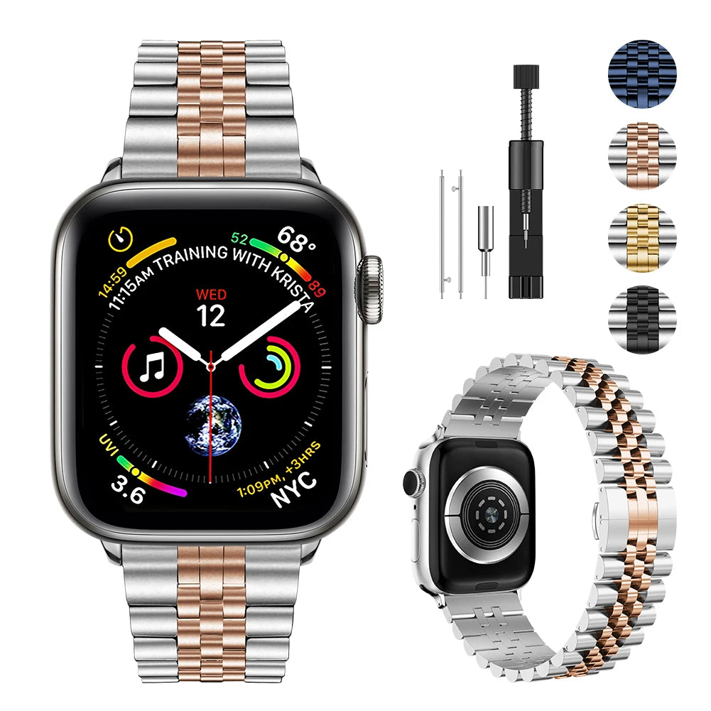 Metallband für Apple Watch 49mm, 45mm, 44mm, 42mm, 41mm, 40mm | Premium Edelstahl Armband für iWatch 10/9/8/7/6/5/4/3/2/1 & Ultra 2/1, SE: 2024, 2023, 2022, 2021, 2020, 2019, 2018, 2017, 2016 | Top-Qualität Gürtel