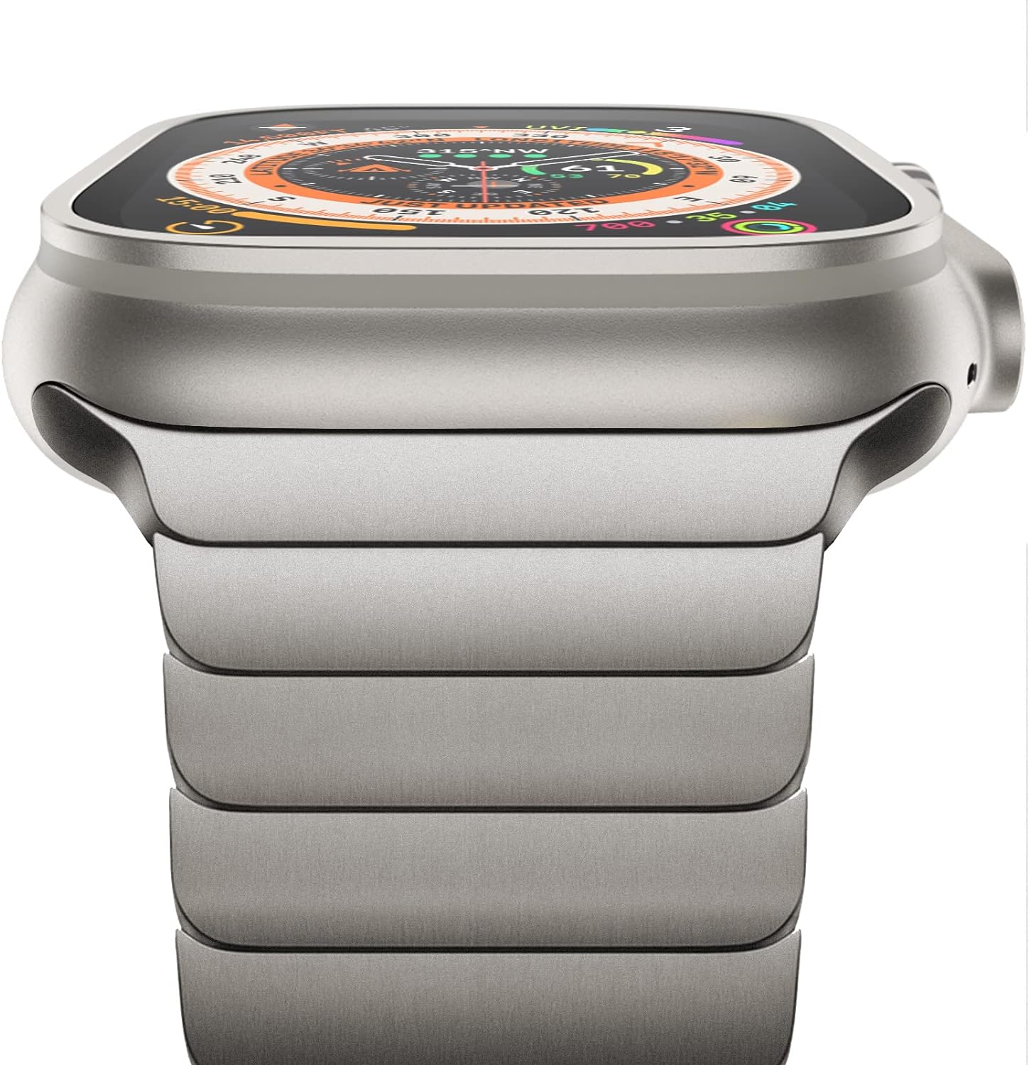 Titan Farbband für Luxury Apple Watch Serie 10/9/8/7/6/5/4/3/2/1 & Ultra 2/1, SE: 2024, 2023, 2022, 2021, 2020, 2019, 2018, 2017, 2016 | Schlaufe für iWatch 45mm 41 42 44mm 38 40mm Edelstahl-Armband in erstklassiger Qualität