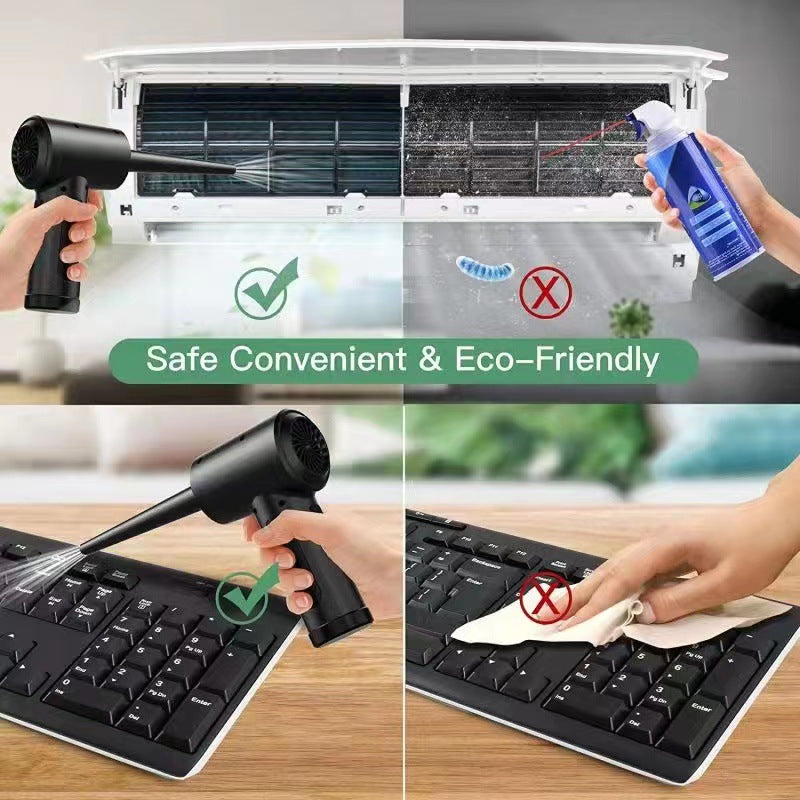 Premium Compressed Air Duster for Electronics: Cordless Air Blower with LED Light - Ideal for Smartphone, Laptop, Tablet, PC, Apple iPhone, iPad, MacBook, iOS, Android, Samsung | Effective Cleaning for Keyboard, Car & More