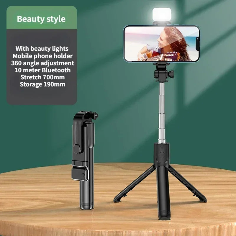 Premium Kabelloser Selfie-Stick & Stativ-Stand: Für Apple iPhone 16/15/14/13/12/11 Pro Max/Plus/Mini,GoPro | Kameras, Smartphones, Apple iPhone, Samsung, iOS & Android - Stabiles Live-Shooting | Limitierte Auflage